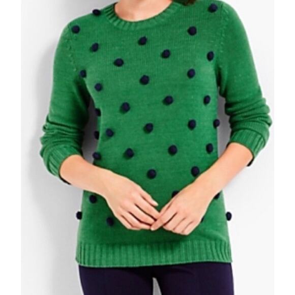 Talbots Sweaters - Talbots Bobble Polka Dota Sweater Women Size 3XP Green Blue Classic Preppy